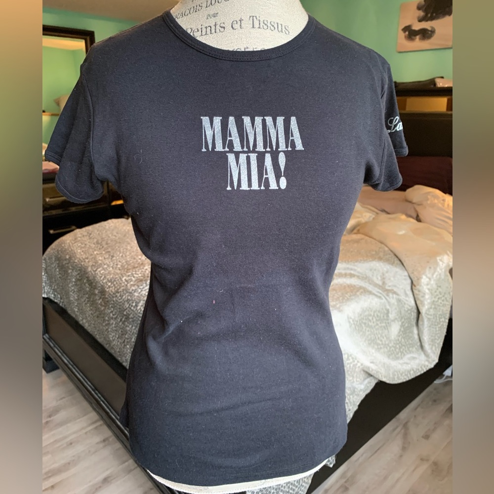 Mamma Mia! Las Vegas ABBA Metallic Black Women’s T Shirt Sz XL Fits Like A Med